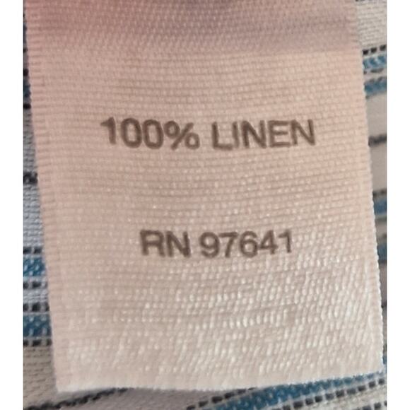 J. Jill Women Medium Blue White Striped Nautical Linen Relaxed Fit Tunic Top - Picture 5 of 6